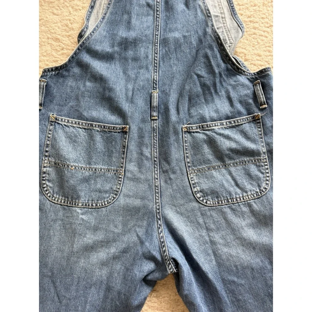 Gap Denim Y2K Overalls Womens L Blue Slouchy Bib Adjustable Straps 100% Cotton